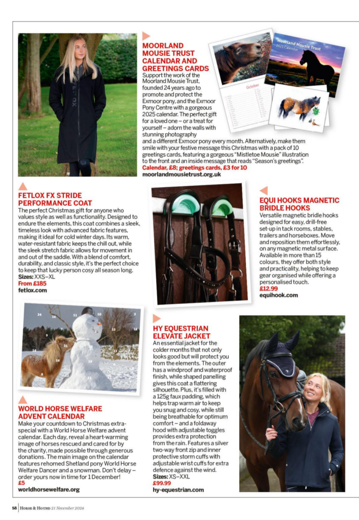 magnetic bridle hooks featured in horse and hound